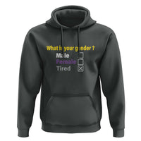 Funny Non Binary Hoodie What Is Your Gender Male Female Tired LGBT Pride Enby Flag - Wonder Print Shop