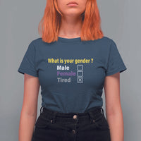 Funny Non Binary T Shirt For Women What Is Your Gender Male Female Tired LGBT Pride Enby Flag - Wonder Print Shop