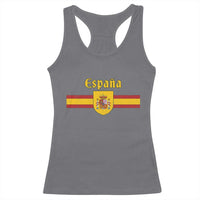 Espana Escudo Retro Spain Coat of Arms and Flag Español Racerback Tank Top
