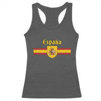 Espana Escudo Retro Spain Coat of Arms and Flag Español Racerback Tank Top