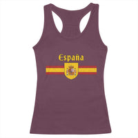 Espana Escudo Retro Spain Coat of Arms and Flag Español Racerback Tank Top
