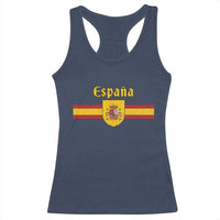 Espana Escudo Retro Spain Coat of Arms and Flag Español Racerback Tank Top
