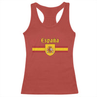 Espana Escudo Retro Spain Coat of Arms and Flag Español Racerback Tank Top