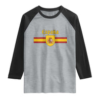 Espana Escudo Retro Spain Coat of Arms and Flag Español Raglan Shirt