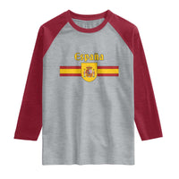 Espana Escudo Retro Spain Coat of Arms and Flag Español Raglan Shirt
