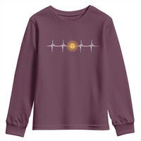 Argentina Sun of May Heartbeat ECG Pulse Argentine Pride Youth Sweatshirt