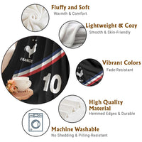 France Football Coq Throw Blanket French Flag Stripes Number 10 Athletic Soccer National Pride