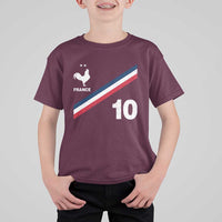 France Football Coq T Shirt For Kid French Flag Stripes Number 10 Athletic Soccer National Pride