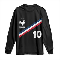 France Football Coq Long Sleeve Shirt French Flag Stripes Number 10 Athletic Soccer National Pride