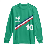 France Football Coq Long Sleeve Shirt French Flag Stripes Number 10 Athletic Soccer National Pride