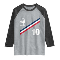 France Football Coq Raglan Shirt French Flag Stripes Number 10 Athletic Soccer National Pride