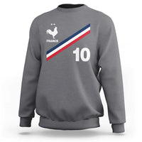 France Football Coq Sweatshirt French Flag Stripes Number 10 Athletic Soccer National Pride