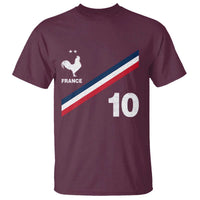 France Football Coq T Shirt French Flag Stripes Number 10 Athletic Soccer National Pride
