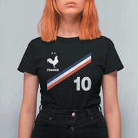 France Football Coq T Shirt For Women French Flag Stripes Number 10 Athletic Soccer National Pride