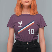 France Football Coq T Shirt For Women French Flag Stripes Number 10 Athletic Soccer National Pride