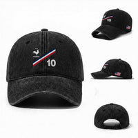 France Football Coq Washed Cotton Baseball Cap French Flag Stripes Number 10 Athletic Soccer National Pride