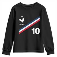 France Football Coq Youth Sweatshirt French Flag Stripes Number 10 Athletic Soccer National Pride