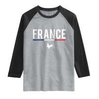 France Gallic Rooster Sports Throwback Design Vintage French Flag Raglan Shirt
