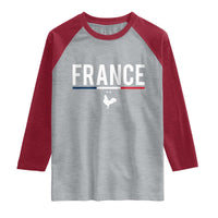 France Gallic Rooster Sports Throwback Design Vintage French Flag Raglan Shirt