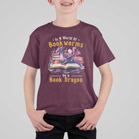 Funny Reader T Shirt For Kid In A World Full Of Bookworms Be A Book Dragon - Wonder Print Shop
