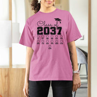 Class of 2037 T Shirt For Women Grow With Me Pre-k To 12th Grade Handprint Mortarboard - Wonder Print Shop