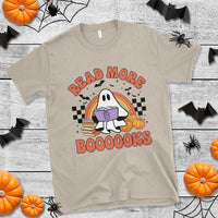 Halloween Teacher T Shirt Read More Books Cute Ghost Reading Pumpkin - Wonder Print Shop