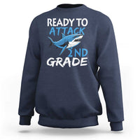 Back To School Second Grade Sweatshirt Ready To Attack 2nd Grade Jaw Shark - Wonder Print Shop