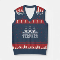 Funny Show Me Your Teepees V-Neck Knit Sweater Vest Native American Indian Pride Tipi - Wonder Print Shop