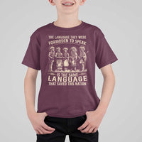 Native American Warrior T Shirt For Kid The Language They Were Forbidden To Speak Saved This Nation - Wonder Print Shop