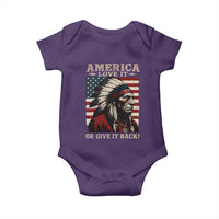 America Love It Or Give It Back Baby Onesie Native American Chiefs Vintage USA Flag - Wonder Print Shop