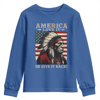 America Love It Or Give It Back Youth Sweatshirt Native American Chiefs Vintage USA Flag - Wonder Print Shop