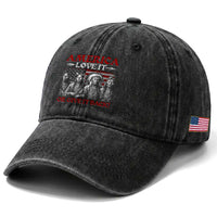 America Love It Or Give It Back Washed Cotton Baseball Cap Native American Chiefs USA Flag