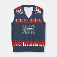 Native Pride V-Neck Knit Sweater Vest Native Indian American Day Indigenous Native American - Wonder Print Shop