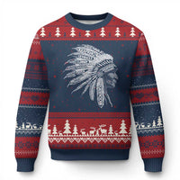 Native American Tribes Ugly Christmas Sweater Vintage Indian American Chief - Wonder Print Shop