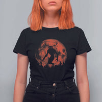 Wendigo Monster T Shirt For Women Skinwalker Night Stroll Cryptid Full Moon Evil Monster - Wonder Print Shop