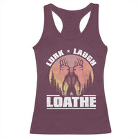 Funny Wendigo Cryptid Lurk Laugh Loathe Racerback Tank Top - Wonder Print Shop