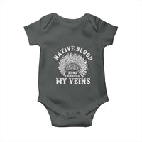 Native Blood Runs Through My Veins Baby Onesie Native American War Bonnet - Wonder Print Shop
