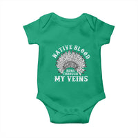 Native Blood Runs Through My Veins Baby Onesie Native American War Bonnet - Wonder Print Shop