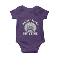 Native Blood Runs Through My Veins Baby Onesie Native American War Bonnet - Wonder Print Shop