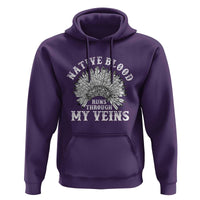 Native Blood Runs Through My Veins Hoodie Native American War Bonnet - Wonder Print Shop