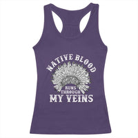 Native Blood Runs Through My Veins Racerback Tank Top Native American War Bonnet - Wonder Print Shop