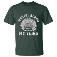 Native Blood Runs Through My Veins T Shirt Native American War Bonnet - Wonder Print Shop