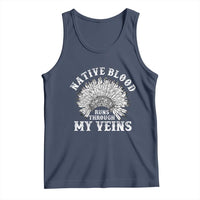 Native Blood Runs Through My Veins Tank Top Native American War Bonnet - Wonder Print Shop