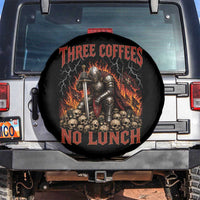 Three Coffees No Lunch Spare Tire Cover Funny Medieval Knight Coffee Lover