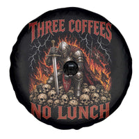Three Coffees No Lunch Spare Tire Cover Funny Medieval Knight Coffee Lover