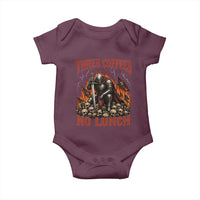 Three Coffees No Lunch Baby Onesie Funny Medieval Knight Coffee Lover