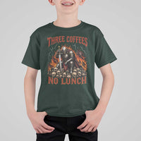 Three Coffees No Lunch T Shirt For Kid Funny Medieval Knight Coffee Lover