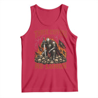 Three Coffees No Lunch Tank Top Funny Medieval Knight Coffee Lover