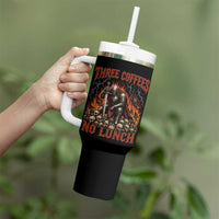 Three Coffees No Lunch Tumbler With Handle Funny Medieval Knight Coffee Lover