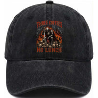Three Coffees No Lunch Washed Cotton Baseball Cap Funny Medieval Knight Coffee Lover